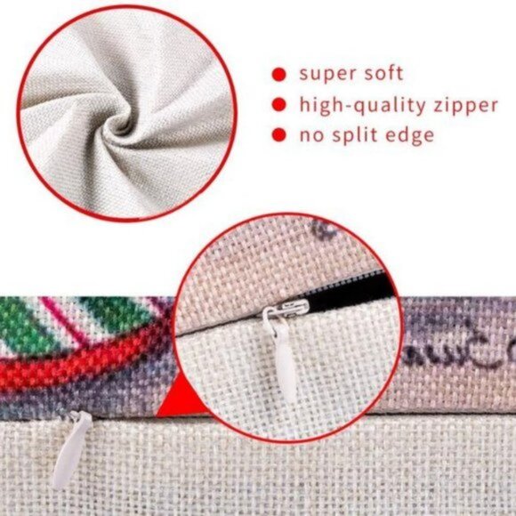 EcoTrade Christmas Square Pillow Covers | Set of 4 | 20"x20" | Faux Linen - Picture 2 of 3